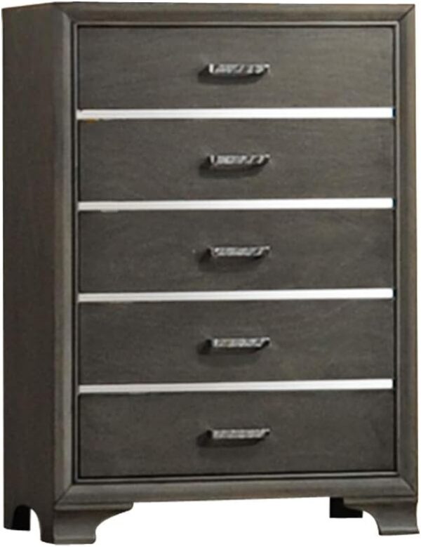 Kings Brand Furniture – 6-Piece Gray Wood with Faux Leather Headboard - Image 4