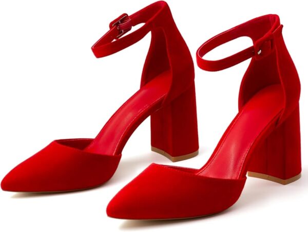 Closed Toe Heels Pumps Women High Block Chunky Heeled - Image 4