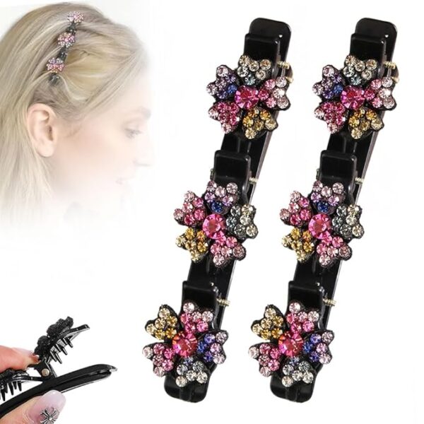 Sparkling Crystal Stone Braided Hair Clips