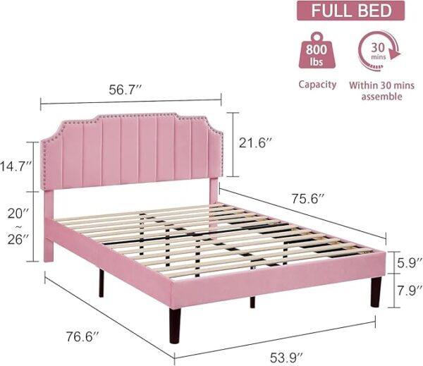 VECELO Full Size Upholstered Platform Bed Frame - Image 2