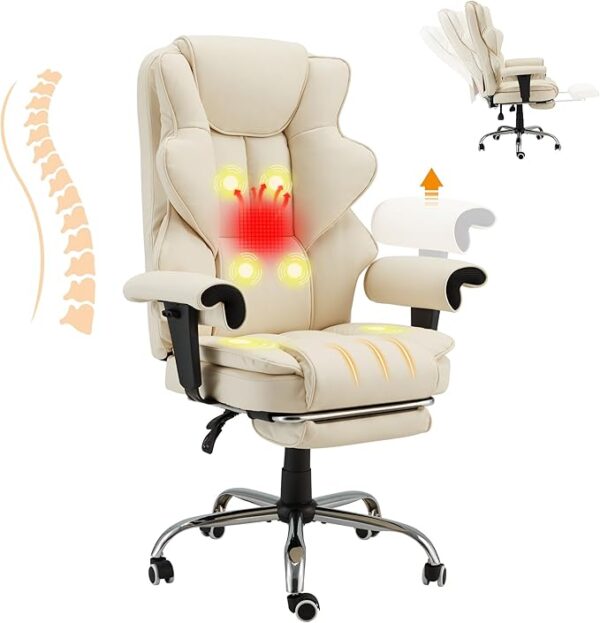 HOMREST 6-Point Massage Executive Chair,Heat Office Chair
