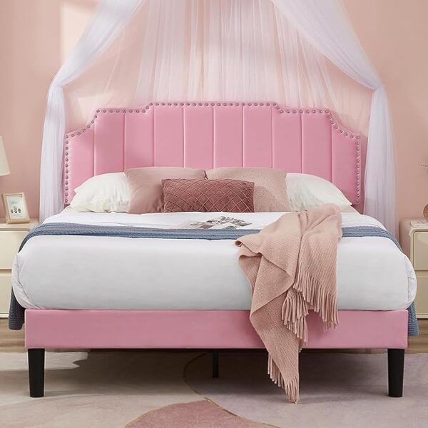VECELO Full Size Upholstered Platform Bed Frame