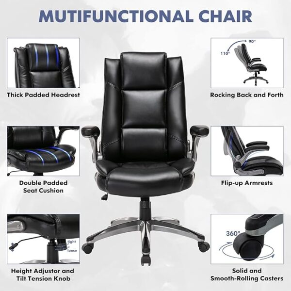 COLAMY Leather Executive Office Chair - High Back Home Computer Desk Chair - Image 3