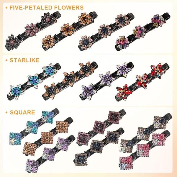 Sparkling Crystal Stone Braided Hair Clips - Image 2