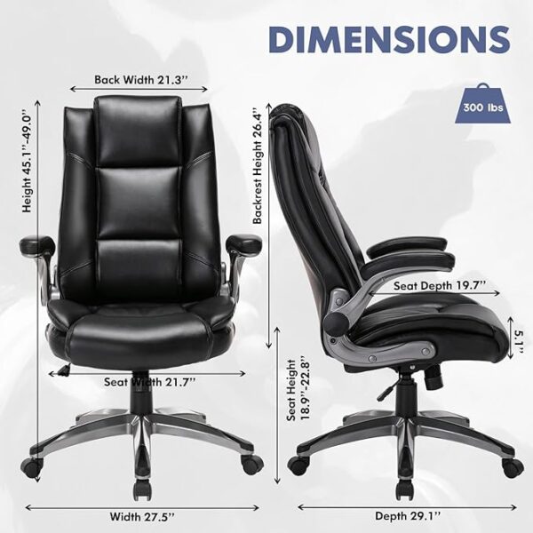 COLAMY Leather Executive Office Chair - High Back Home Computer Desk Chair - Image 5