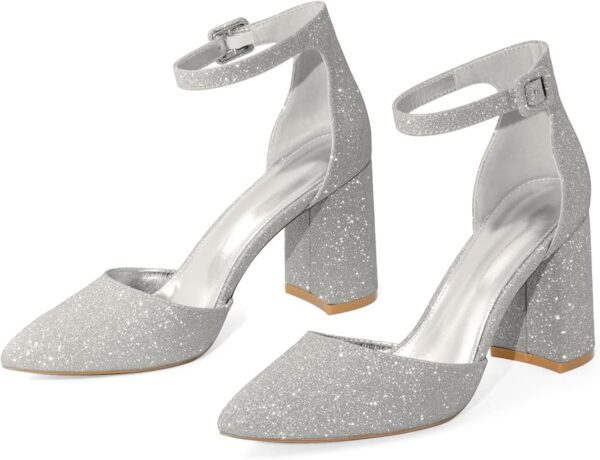 Closed Toe Heels Pumps Women High Block Chunky Heeled - Image 3