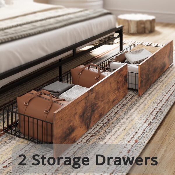 LIKIMIO Queen Bed Frame, Storage Headboard with Charging Station - Image 3