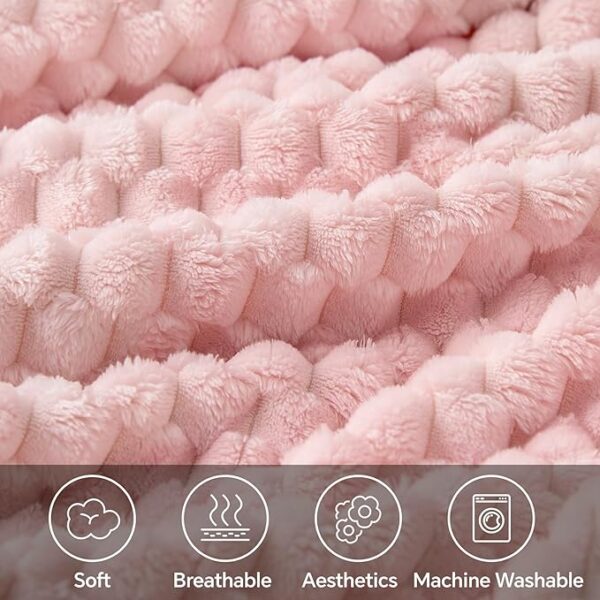 Jacquard Decorative Pink Throw Blankets - Image 2