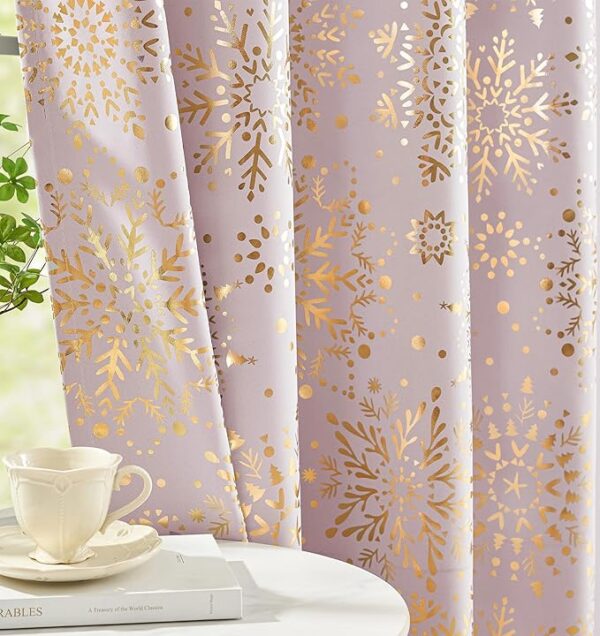 Gold Pink Blackout Curtain Panels for Bedroom - Image 2