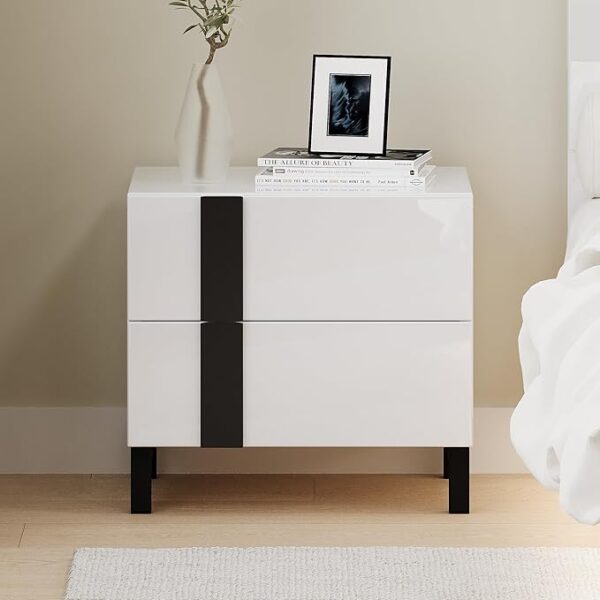 Modern High Gloss 3-Piece Bedroom Set Floating Bed Frame - Image 2