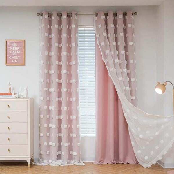 MYSKY HOME Pink Curtains for Living Room