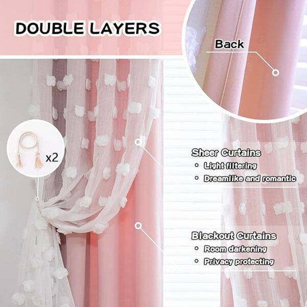 MYSKY HOME Pink Curtains for Living Room - Image 2