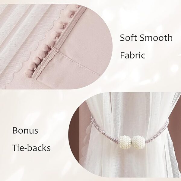 Pink Blackout Curtains with Sheer Overlay for Bedroom - Image 5