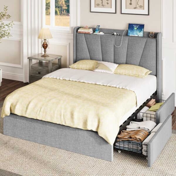 LIKIMIO Full Size Bed Frame with Storage Drawers - Image 2