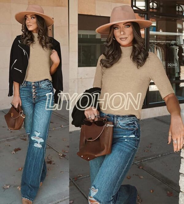 LIYOHON Womens Tops Dressy Casual Mock Turtleneck - Image 3