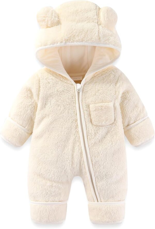 Newborn Baby Bear Onesie Outfit Suit Fold-Over Mittens - Image 4