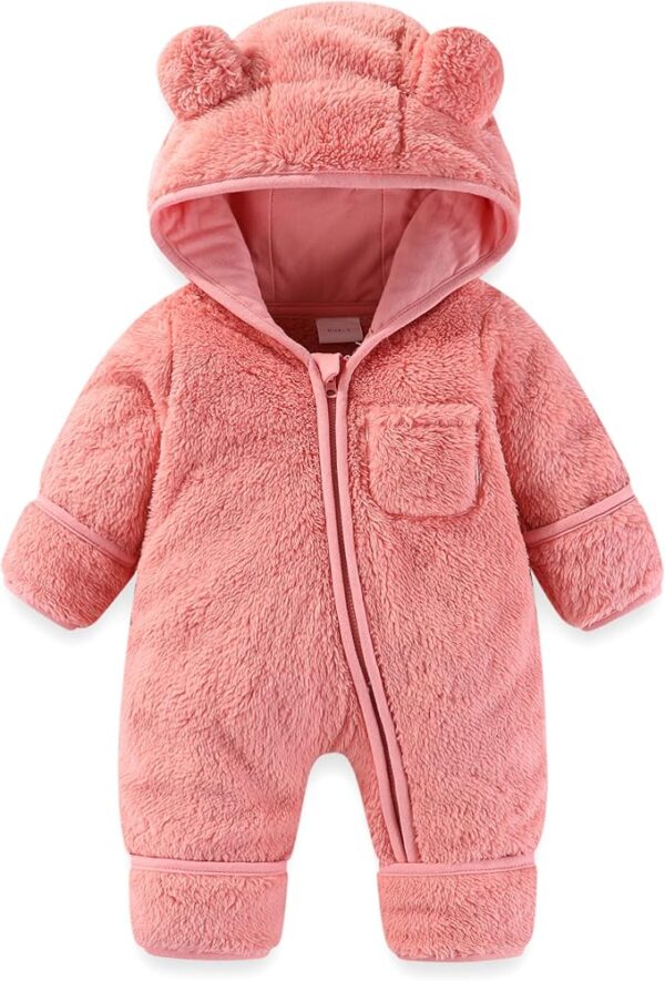 Newborn Baby Bear Onesie Outfit Suit Fold-Over Mittens