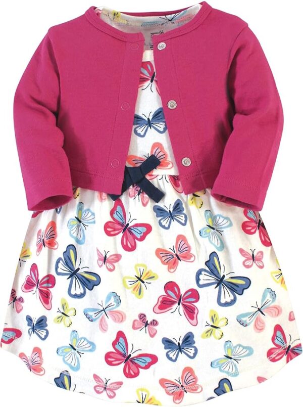Touched by Nature Baby Girl Organic Cotton Dress and Cardigan - Image 2