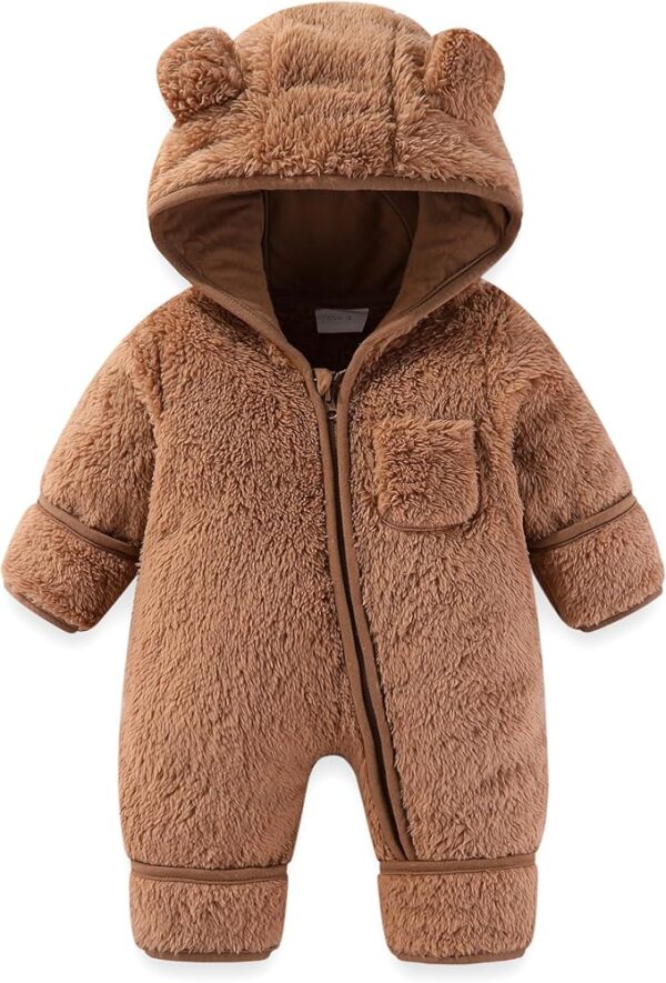 Newborn Baby Bear Onesie Outfit Suit Fold-Over Mittens - Image 2