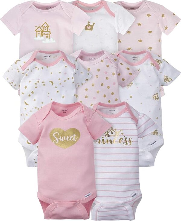 Gerber Baby Girls' 8-Pack Short Sleeve Onesies Bodysuits - Image 4