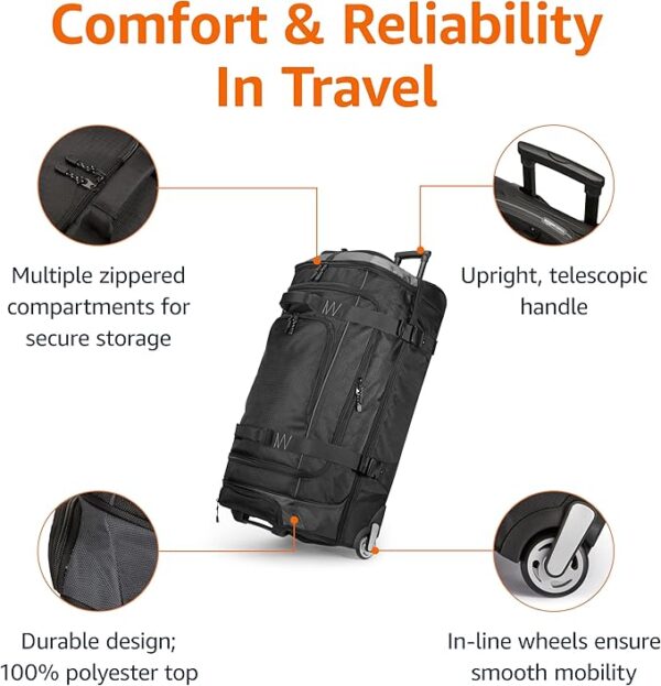 Amazon Basics Rolling Duffel Bag with Wheels, Ripstop Luggage for Traveling - Image 2