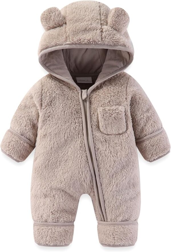 Newborn Baby Bear Onesie Outfit Suit Fold-Over Mittens - Image 3