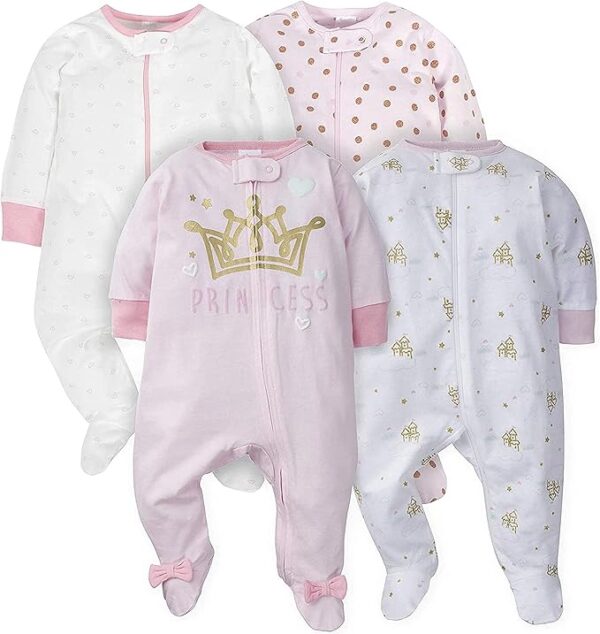 Gerber Baby Girls' 4 Pack Sleep 'N Play Footie - Image 2