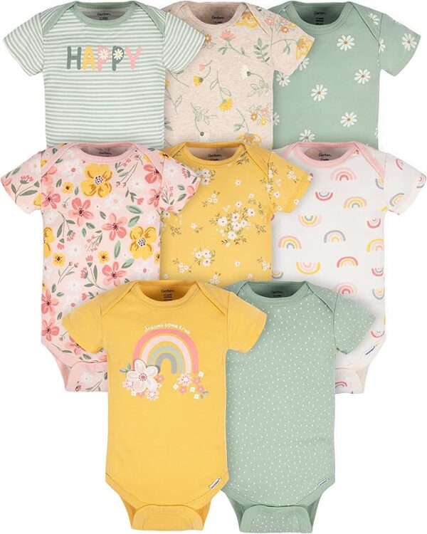 Gerber Baby Girls' 8-Pack Short Sleeve Onesies Bodysuits - Image 2