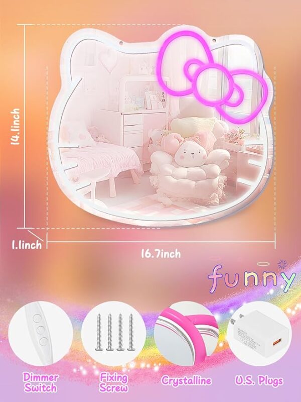 Anime Mirror Vanity, Neon Sign Stuff Room Decor - Image 2